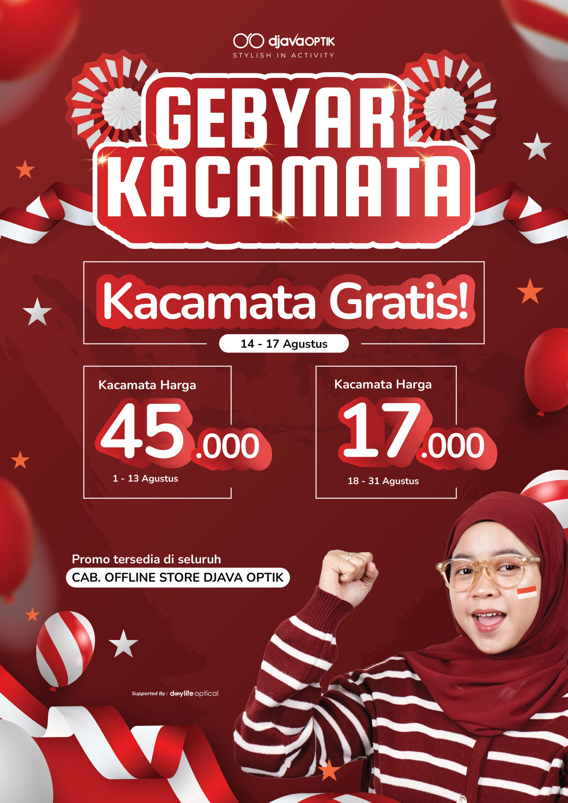 Gebyar Kacamata! Rayakan Kemerdekaan dengan Promo Kacamata Gratis di Djava Optik