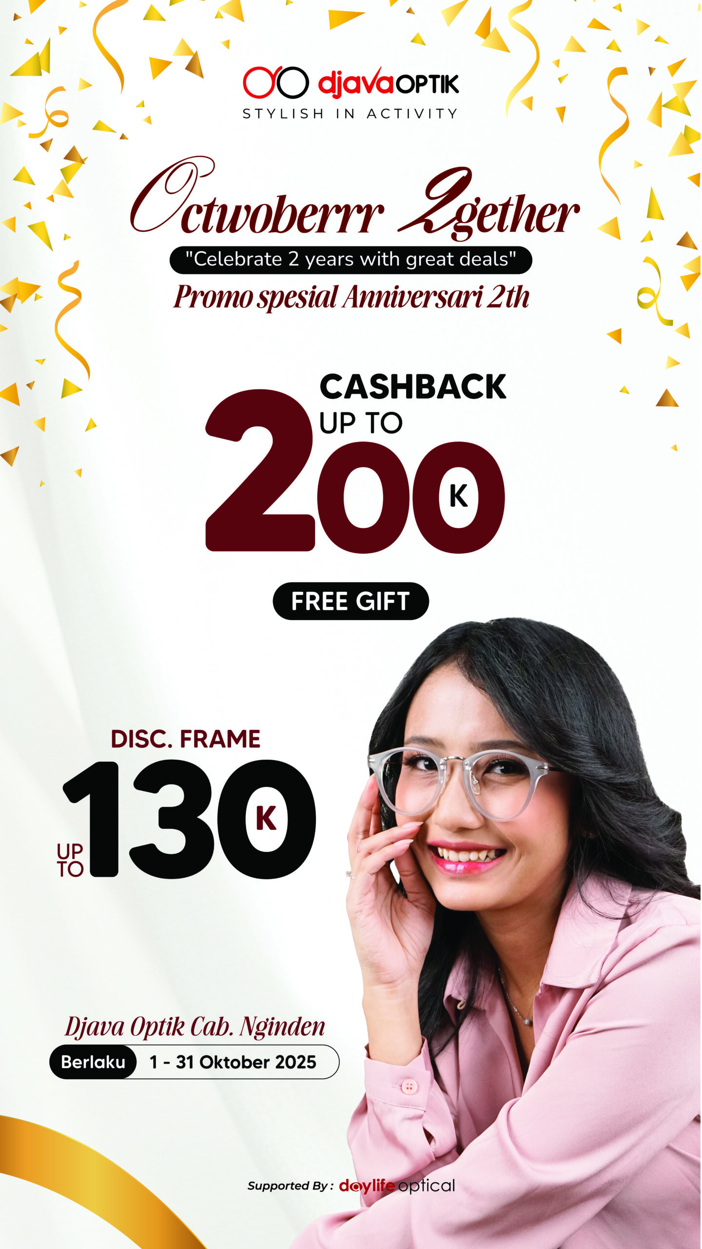 Promo Anniversary 2 Tahun Djava Optik Nginden: Dapatkan Cashback Up To 200k